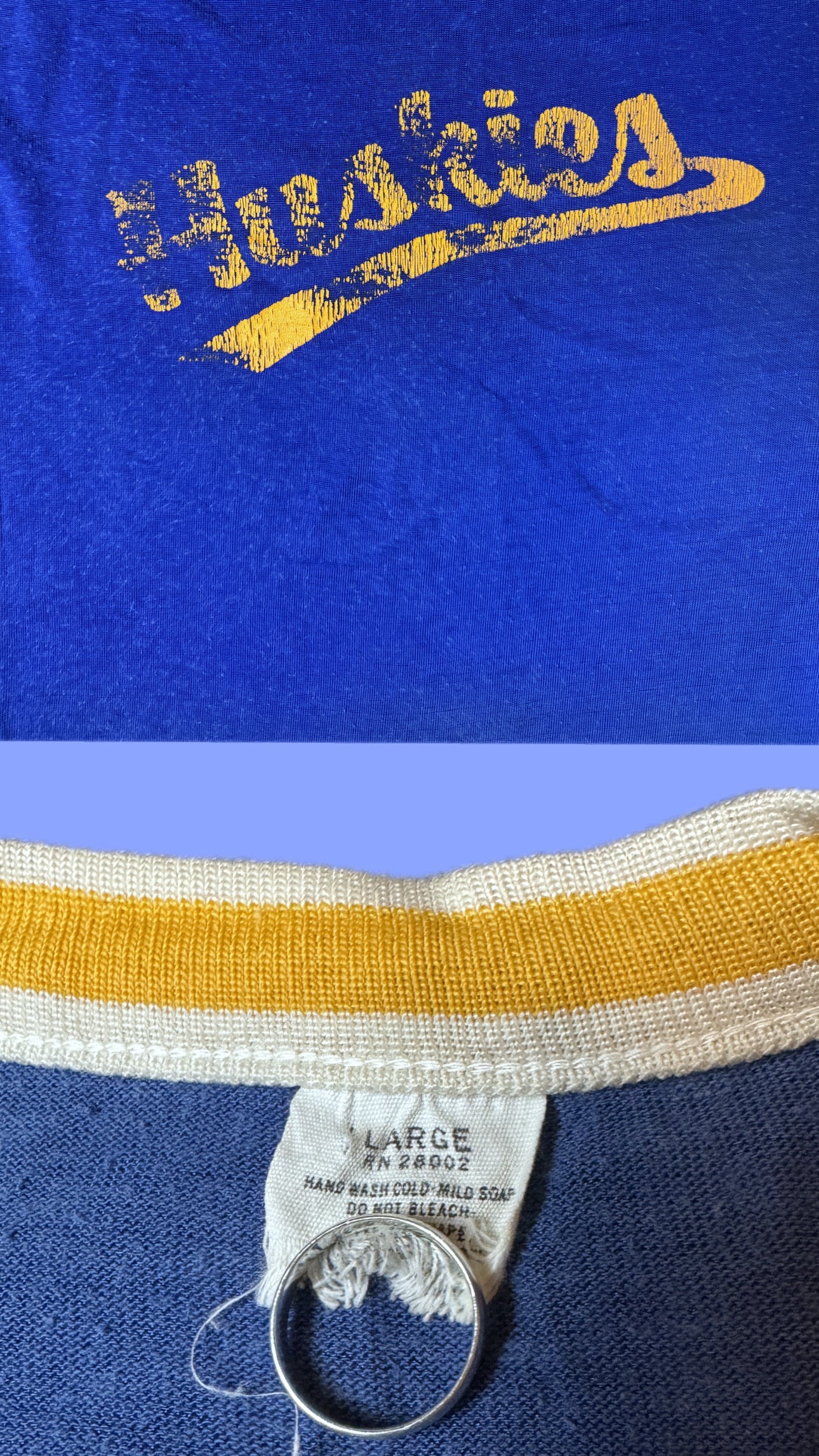 Vintage 1970s Huskies Ringer Tee