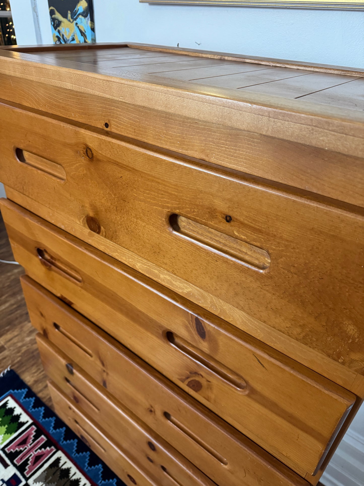 Vintage Solid Pine Wood Dresser