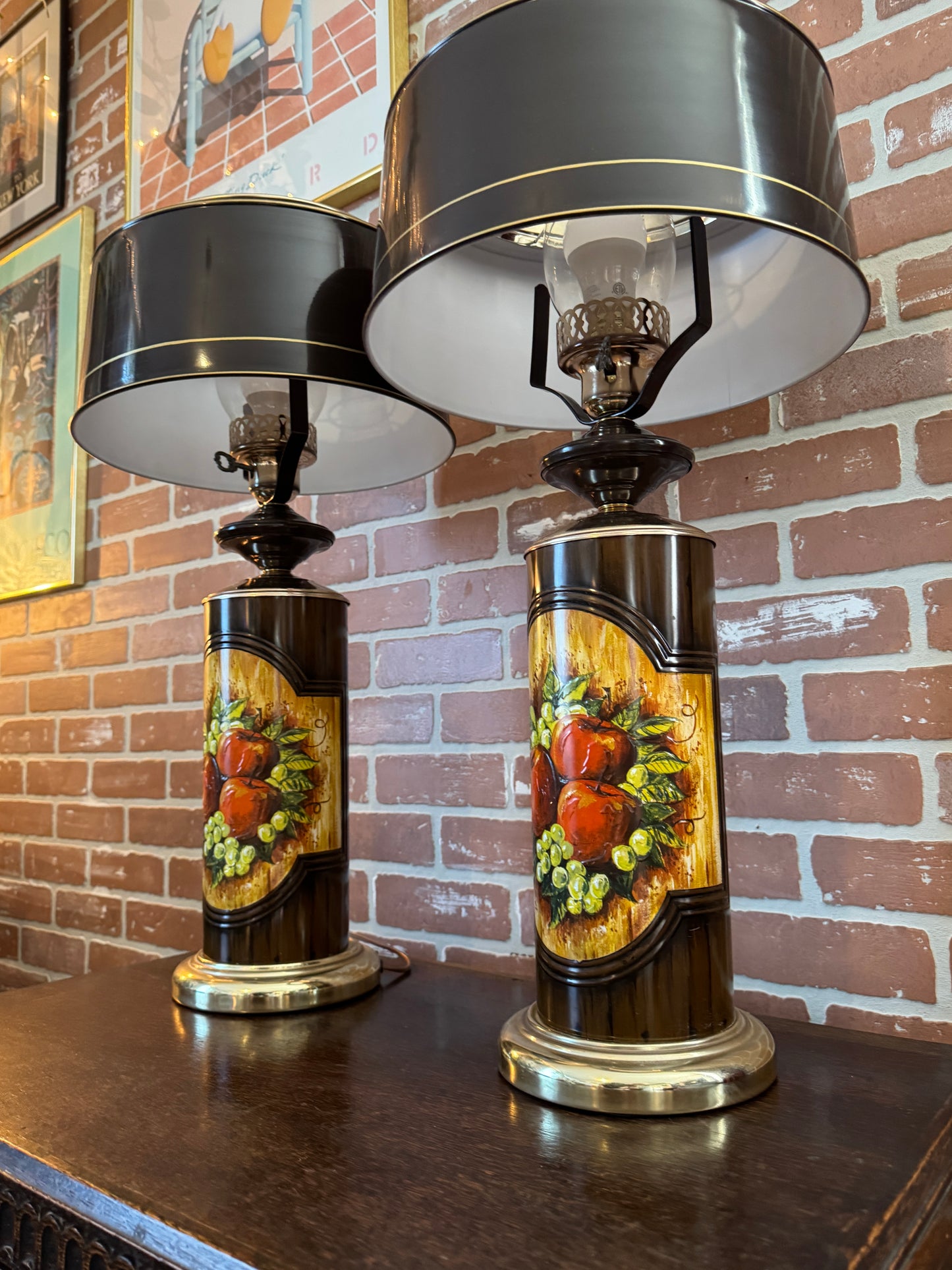 Vintage 70s Brown Metal Lamps