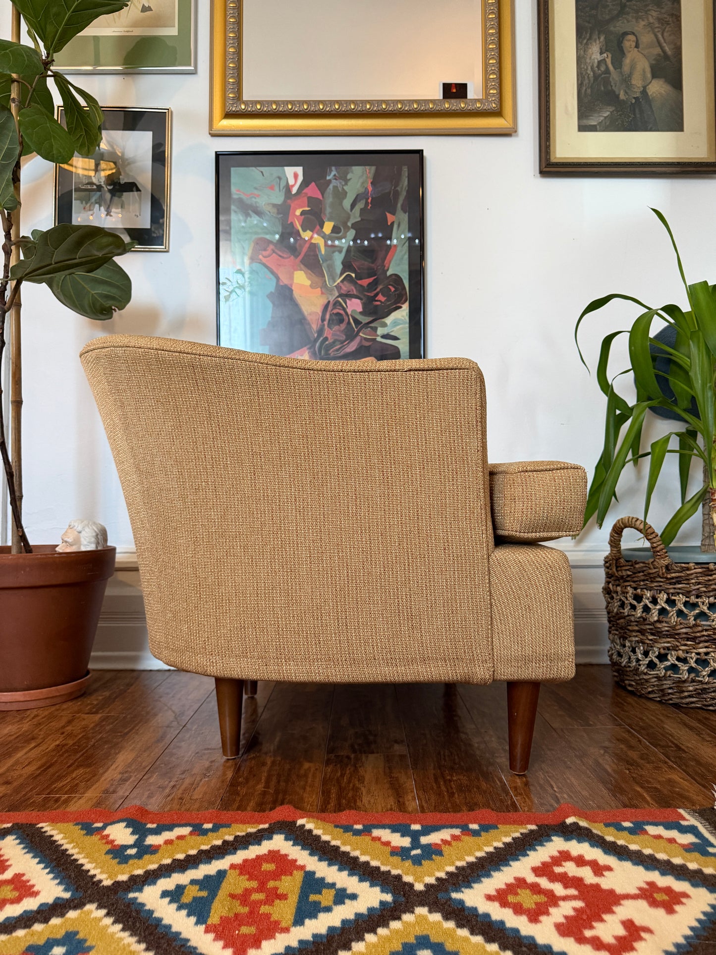 Vintage MCM Tufted Barrel Armchair