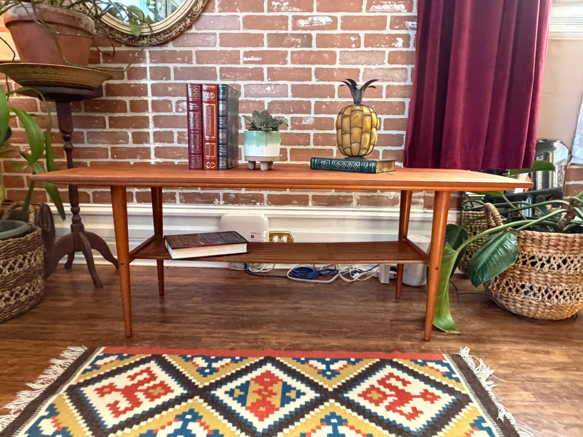 Vintage Teak Surfboard Style Coffee Table