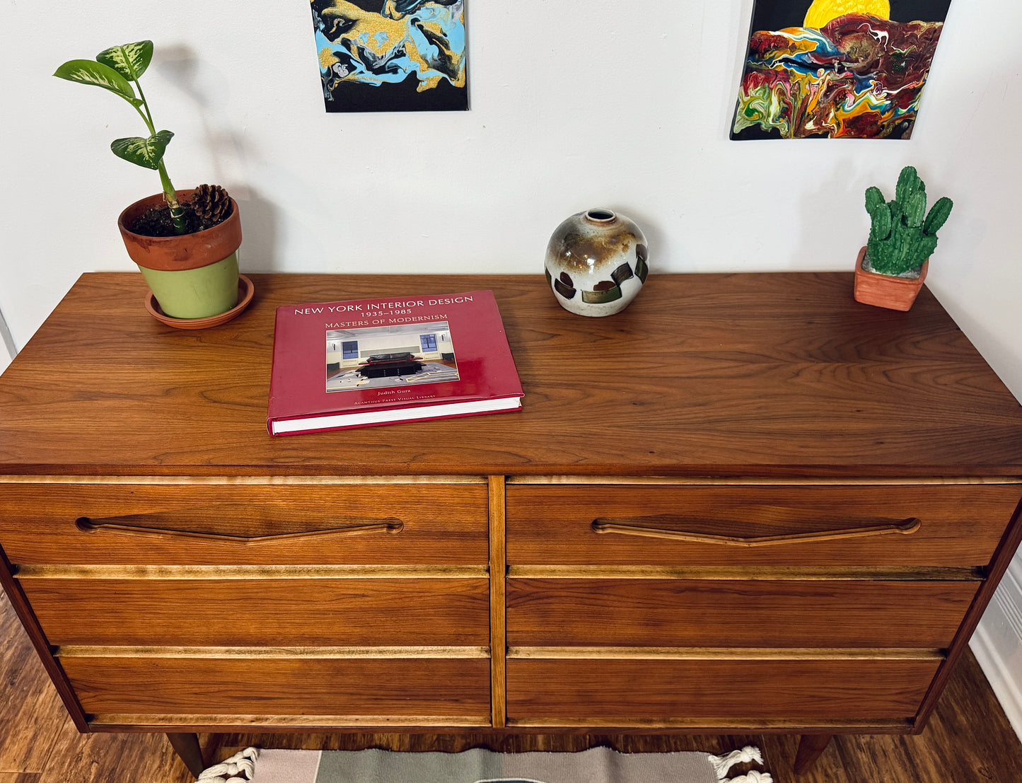 1960s Restored Walnut Dresser Credenza