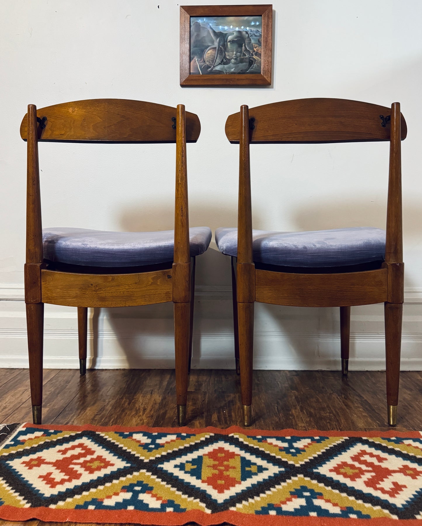 Pair of Vintage Solid Walnut Dining Chairs with Articulating Backrests | Mid-Century Modern