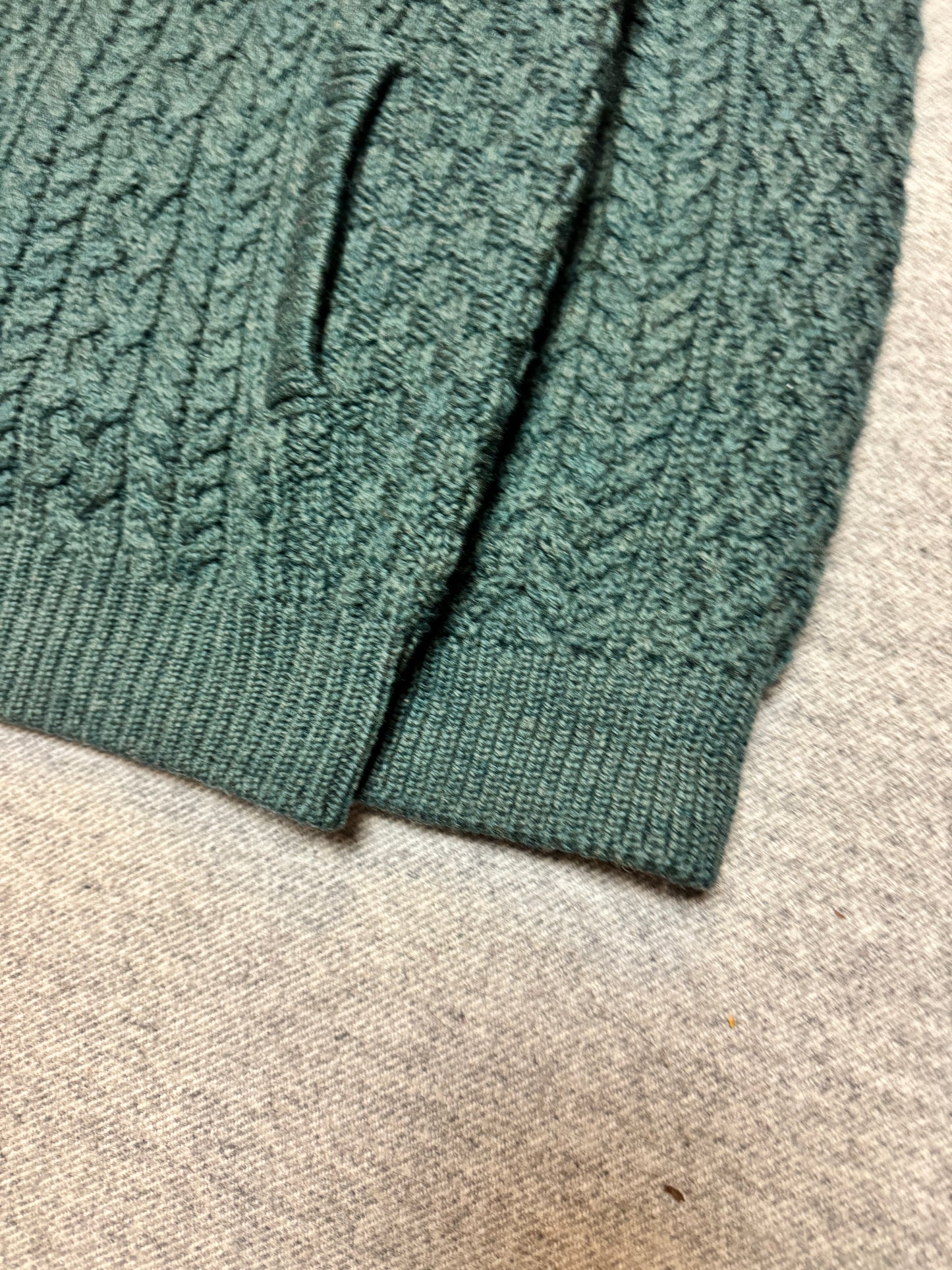 Green Irish Wool Fisherman Cardigan