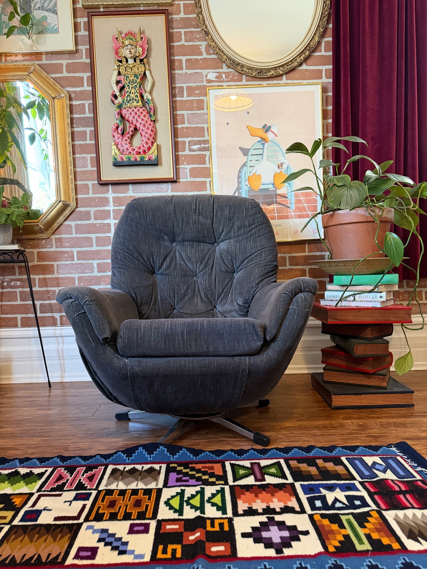 Vintage Egg Style Armchair & Ottoman