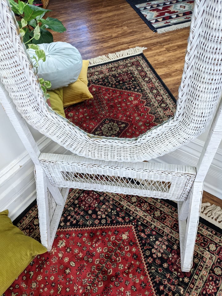 The Cheval White Wicker Mirror
