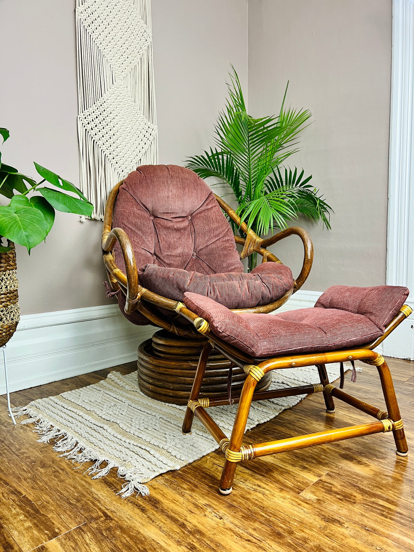 The Righteously Rattan Chair & Footstool