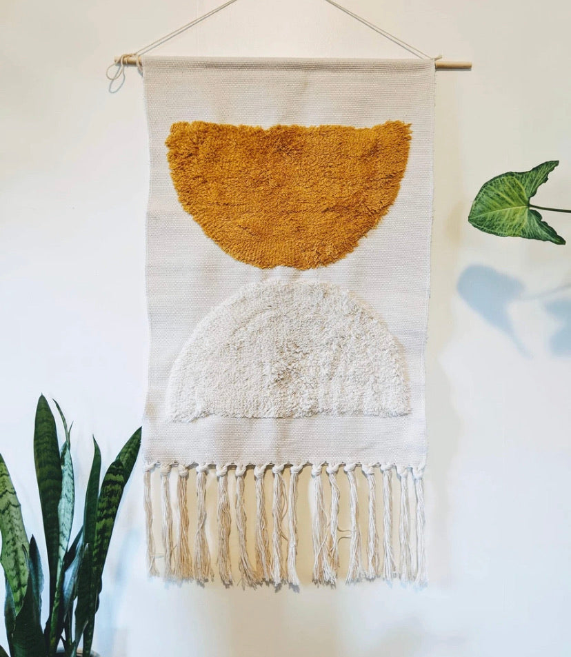 Vintage Abstract Wall Hanger Canvas Cotton Artistic Victoria BC Canada Vancouver Island Unique Home Decor Bohemian