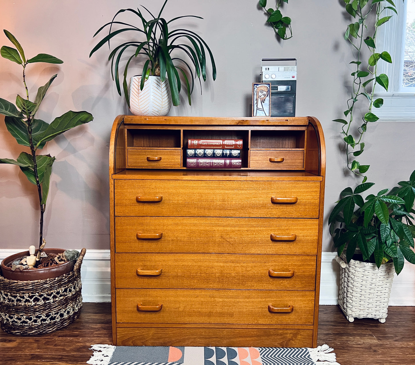 The Maja Teak Roll Top Desk