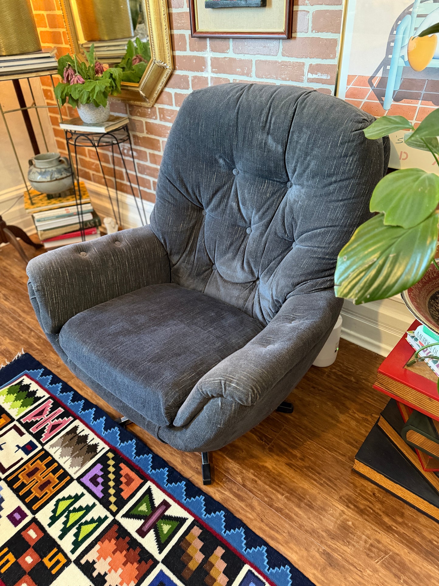 Vintage Egg Style Armchair & Ottoman