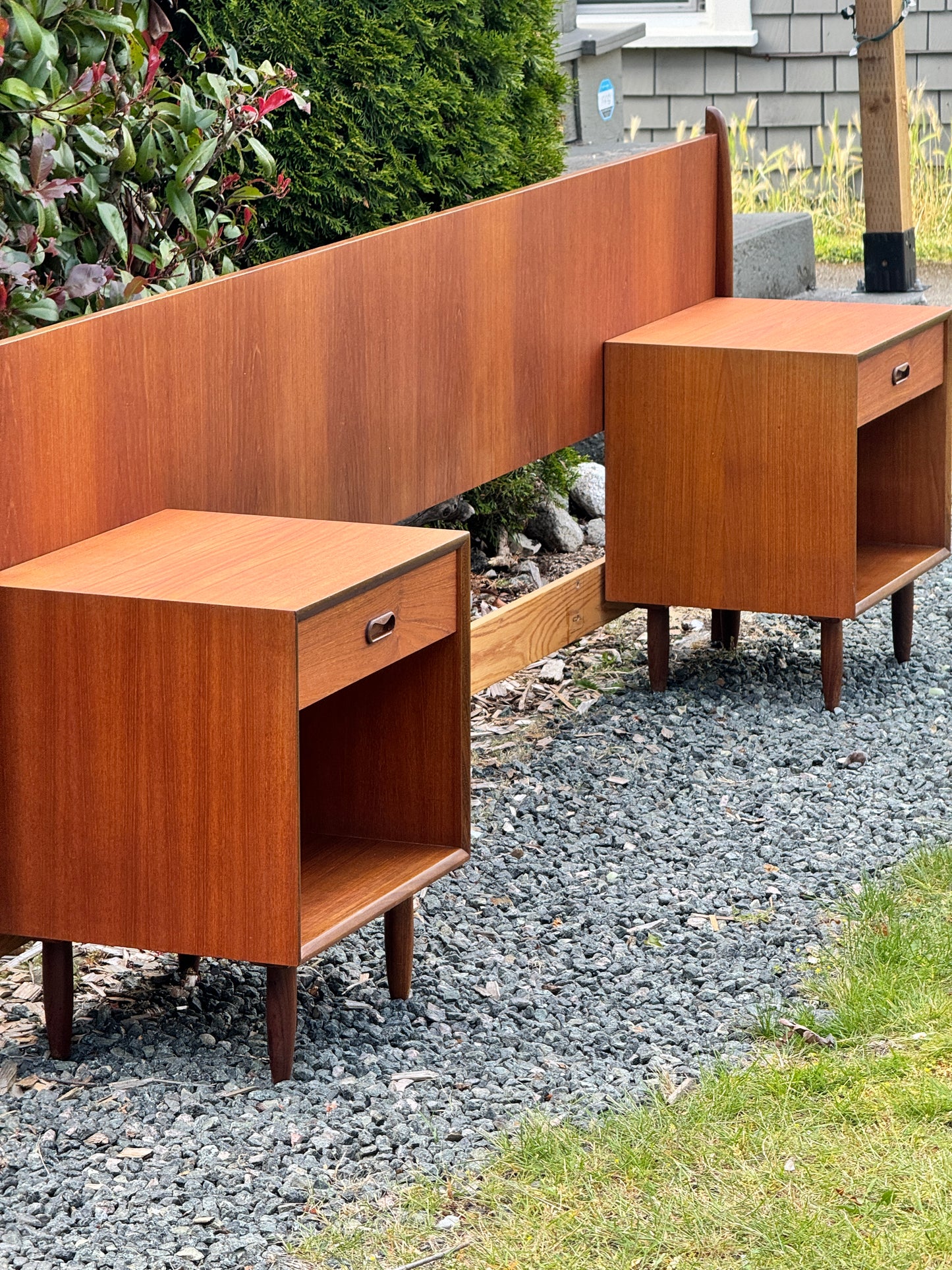 Punch Designs Teak Headboard & Nighstands