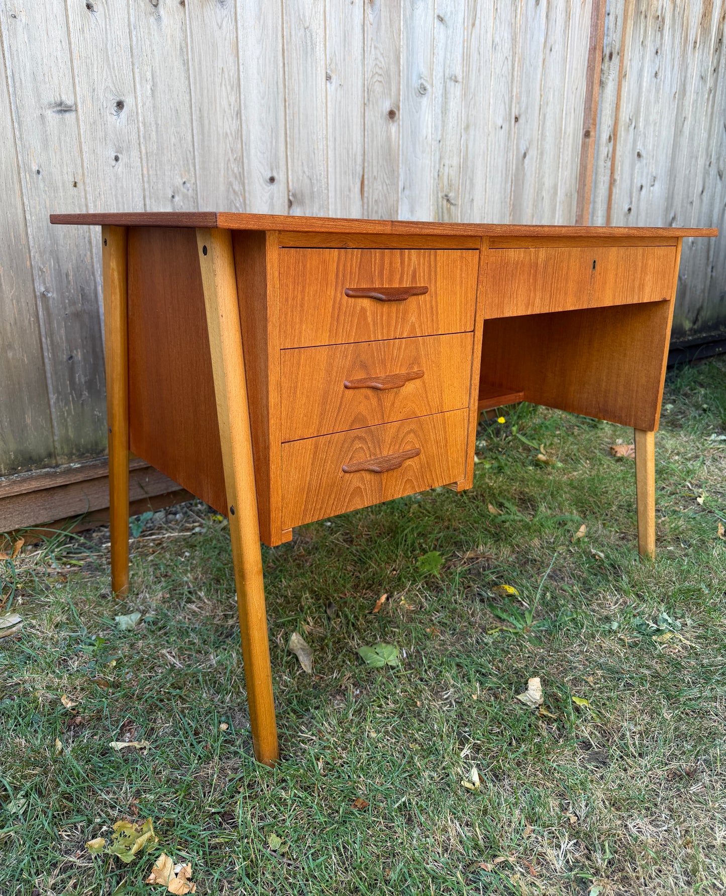 Vintage 4 Drawer Teak Desk