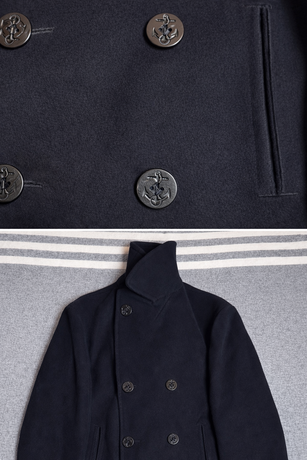 Vintage 60s US Navy Kersey Wool Pea Coat 36R