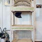 Vintage White Rattan Etagere Shelf Unit
