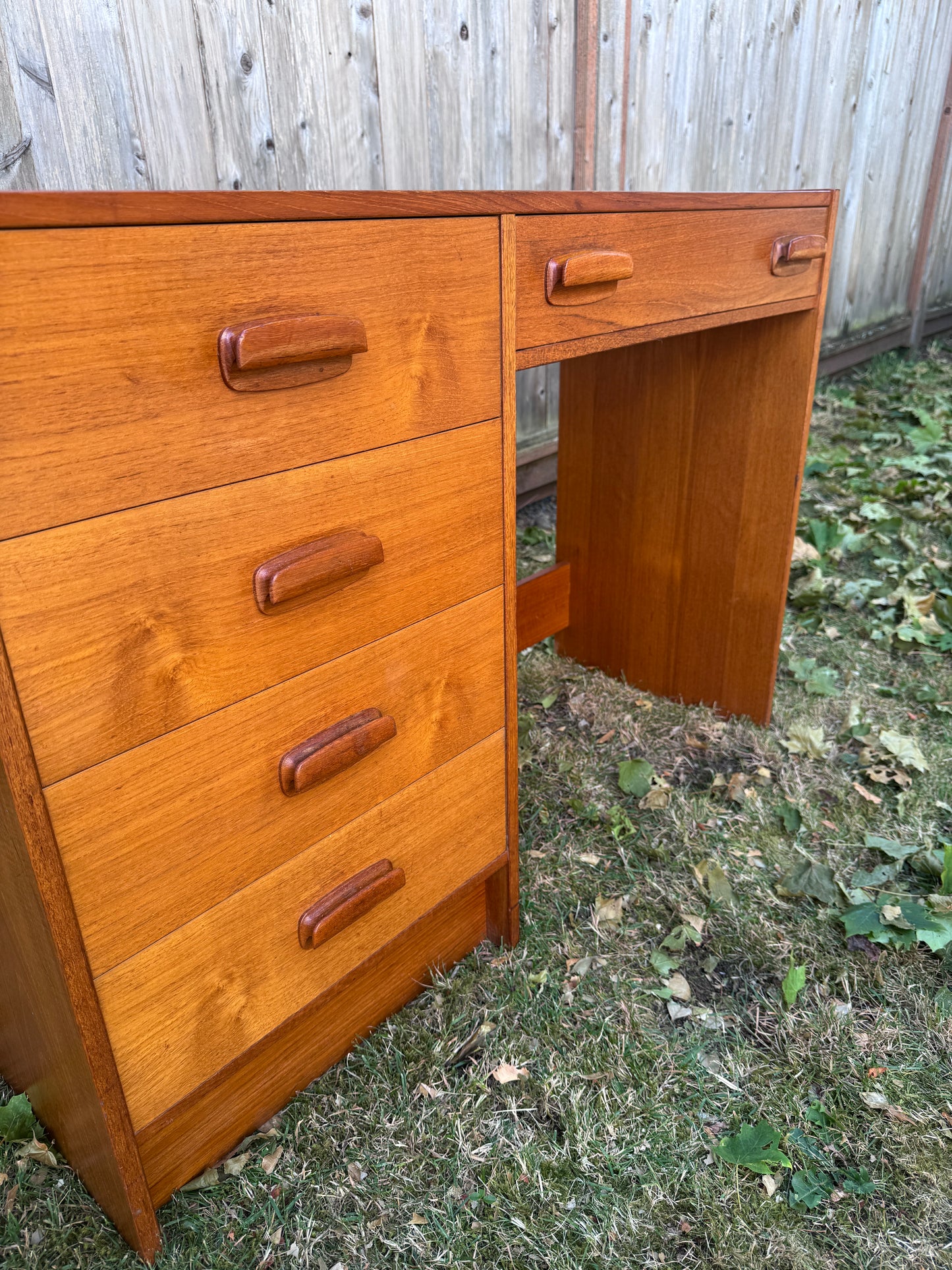 Vintage MCM Teak 5 Drawer Desk