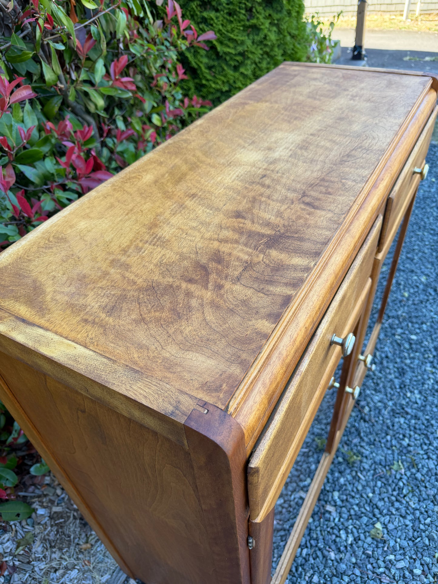 Vintage Wood Glass Door Cabinet