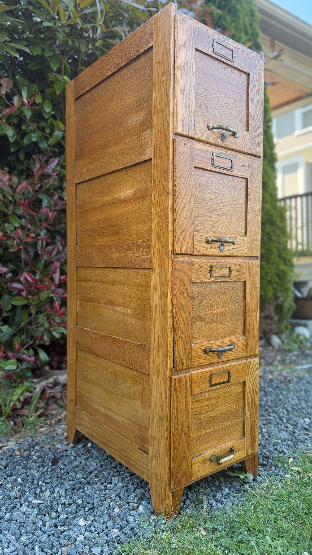 Antique 1900s Quarter Sawn Oak Filing Cabinet