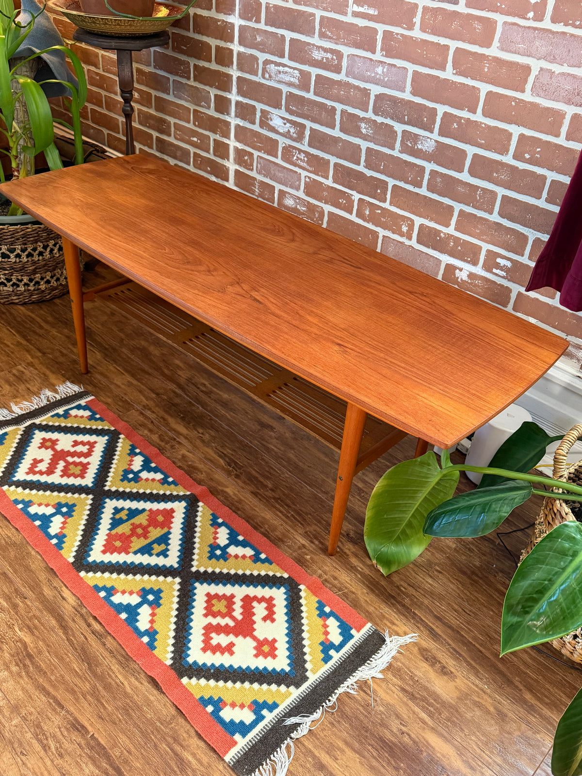 Vintage Teak Surfboard Style Coffee Table