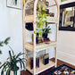 Vintage White Rattan Etagere Shelf Unit