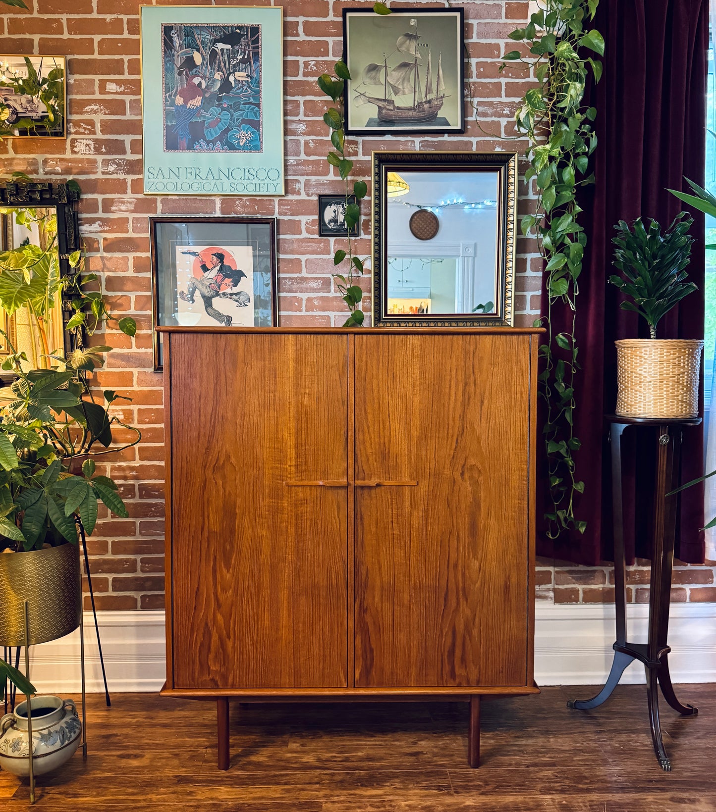 Vintage Danish Teak Armoire Dresser