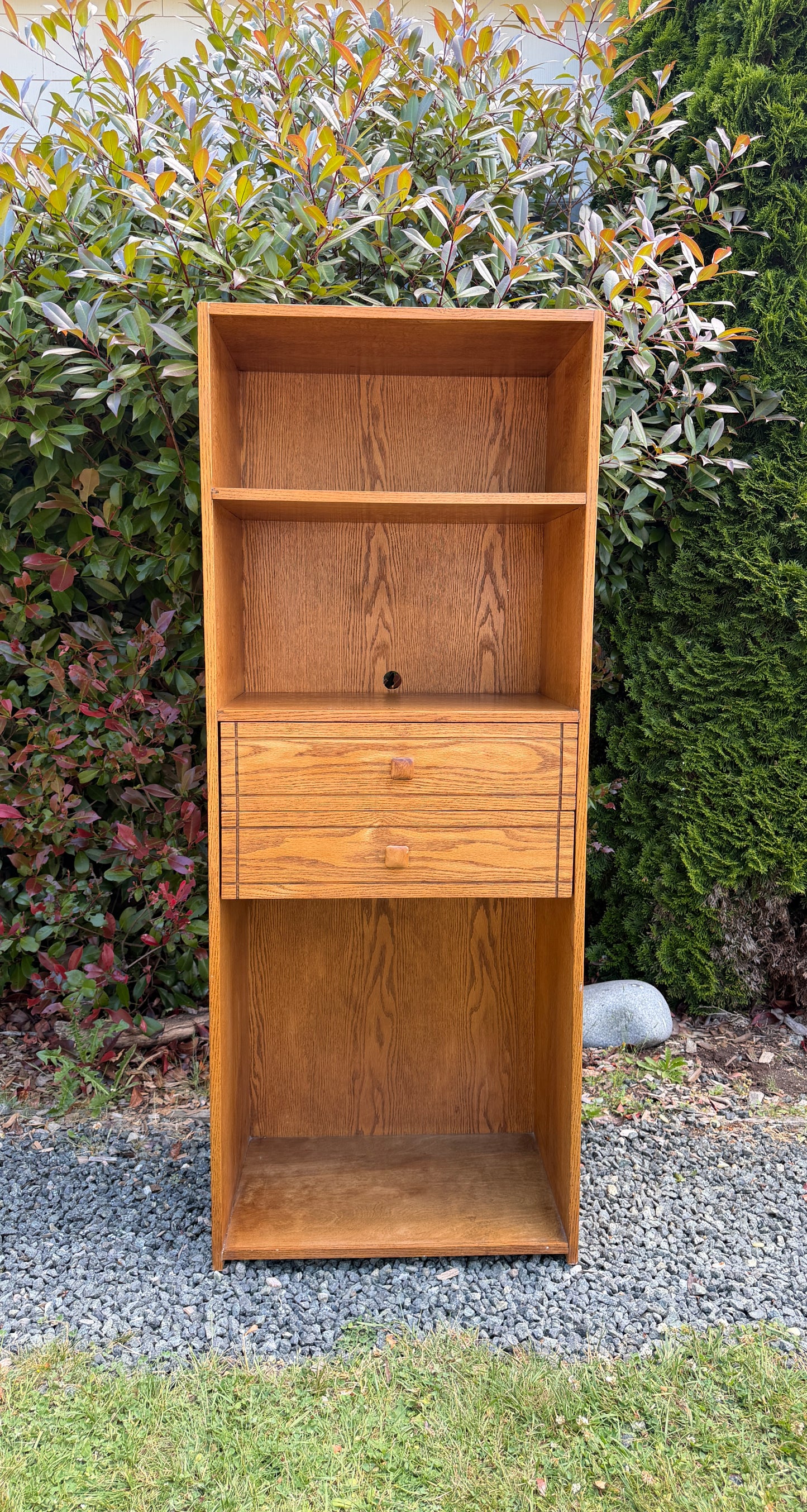 Vintage Oak Bookshelf W/ Drawers