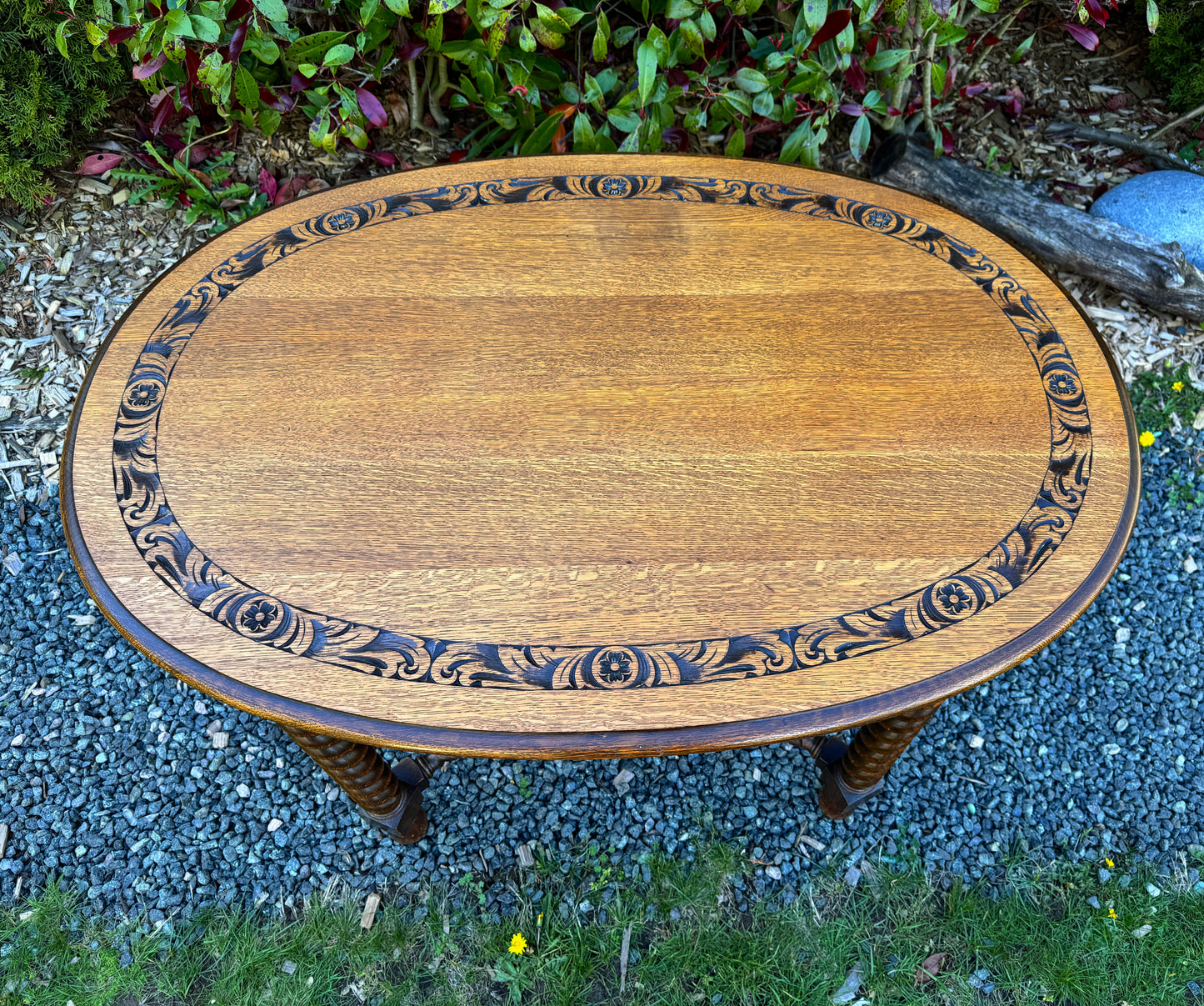 Antique Solid Oak Barley Twist Dining Table