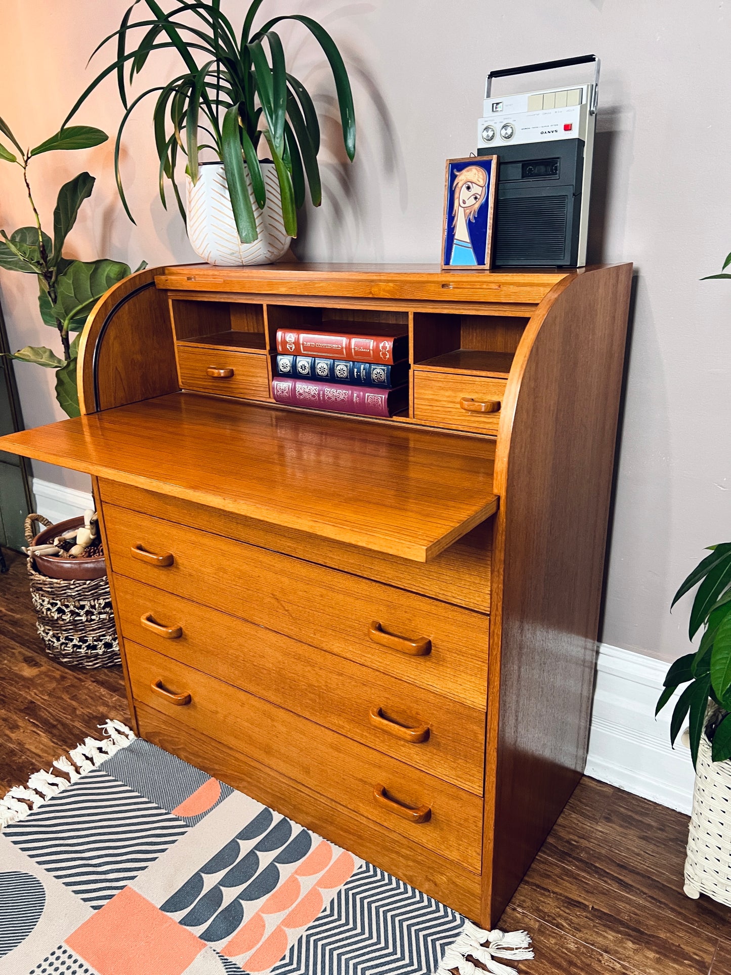 The Maja Teak Roll Top Desk