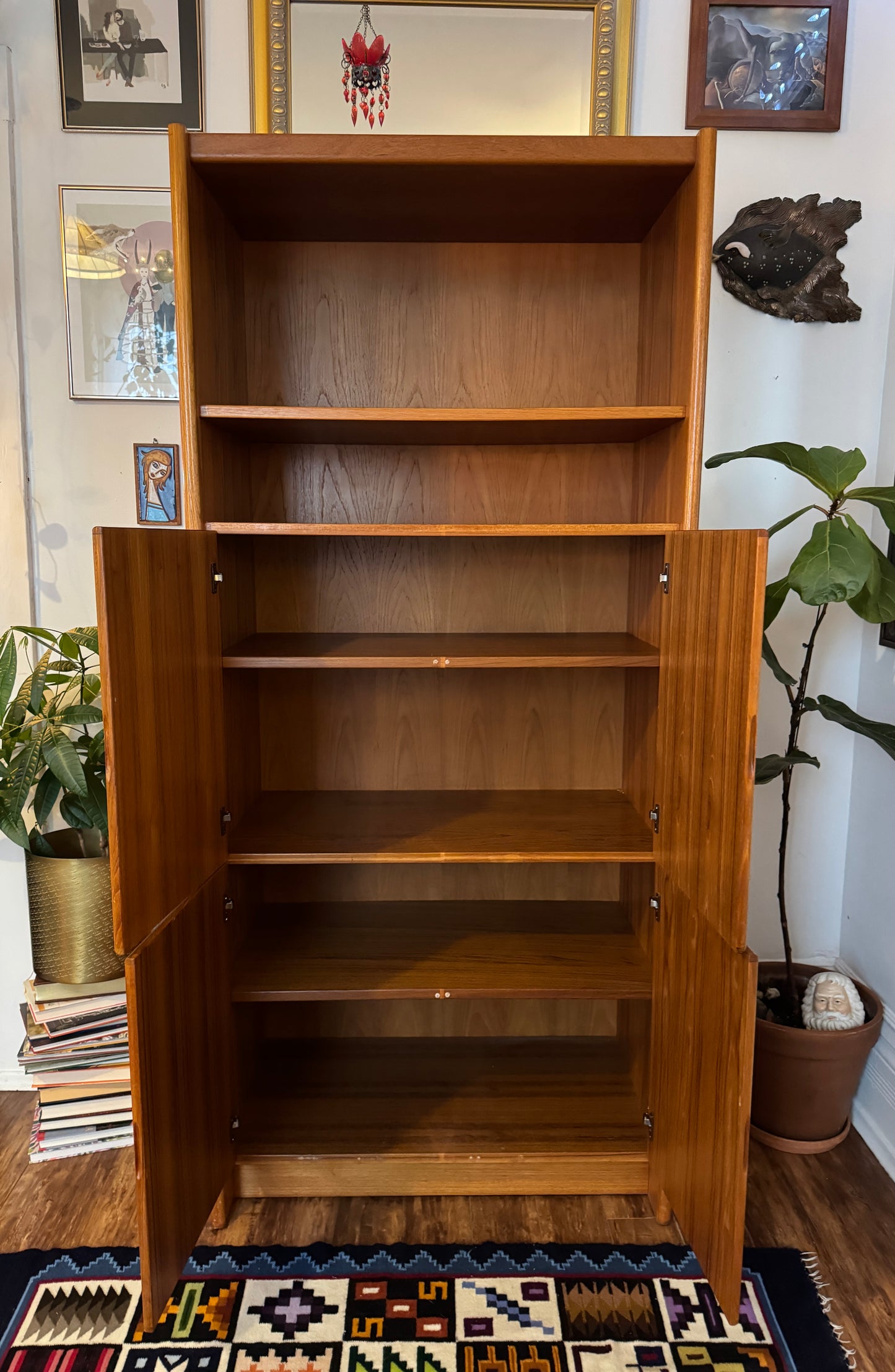 Vintage Danish Teak 4 Door Cabinet & Bookshelf