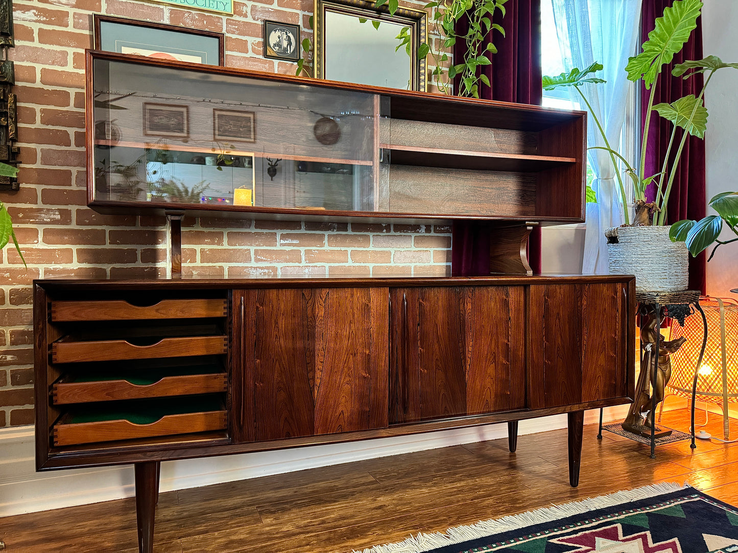 Vintage Danish Rosewood Sideboard & Hutch