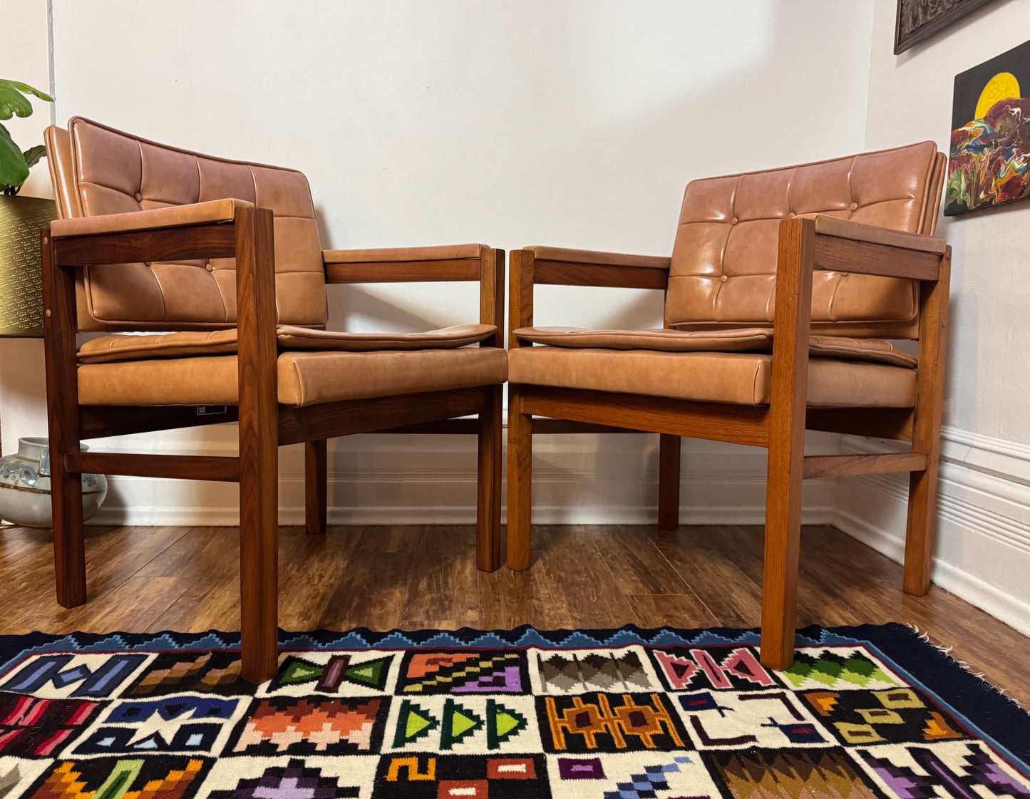 Vintage 60s Walnut Wood Armchairs