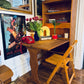 Vintage Solid Wood Bookshelf & Folding Table