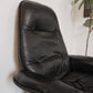 Vintage Black Leather Recliner & Ottoman