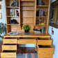 Vintage MCM Style Oak Desk & Hutch