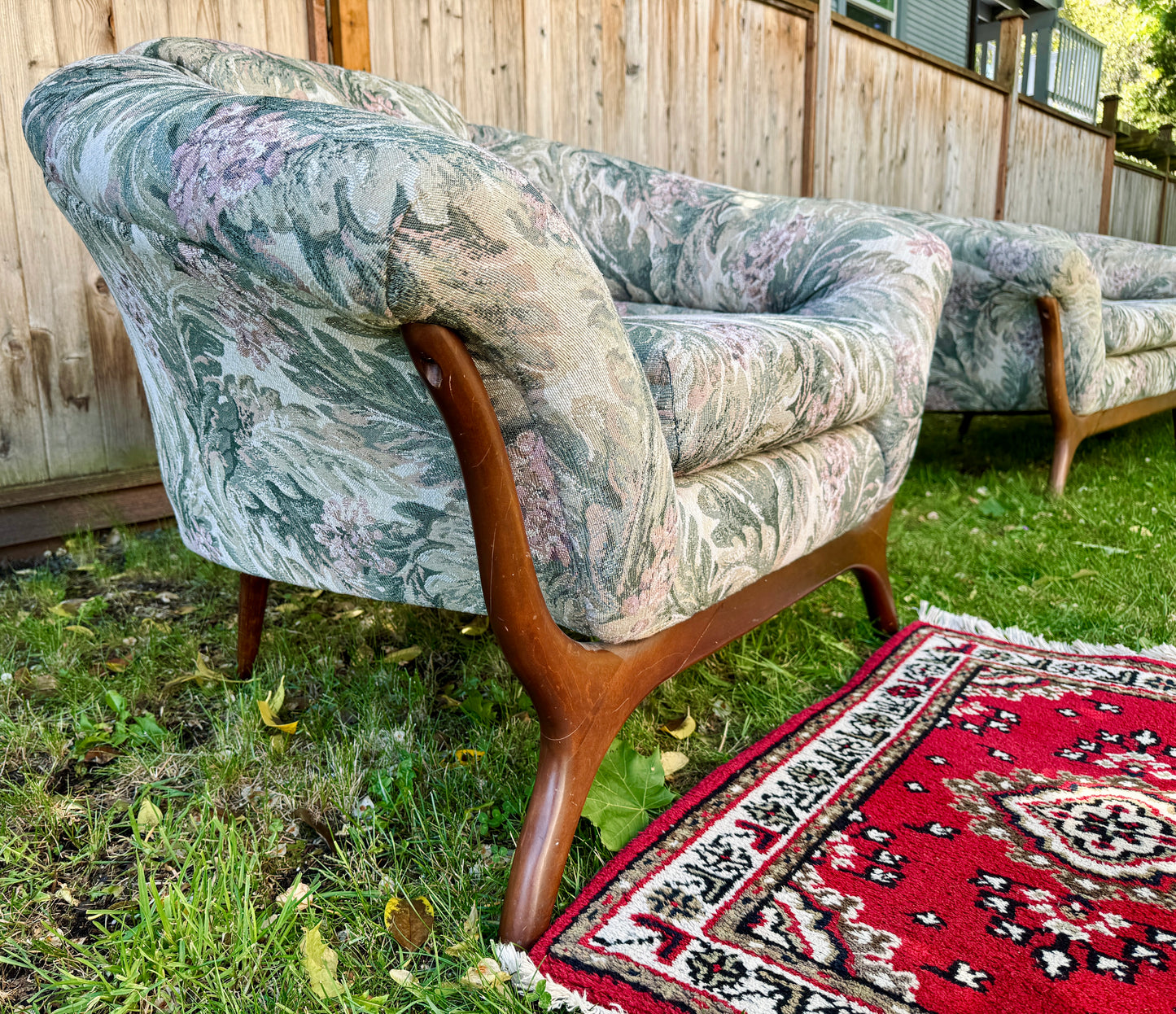 Vintage MCM Walnut Sofa Set