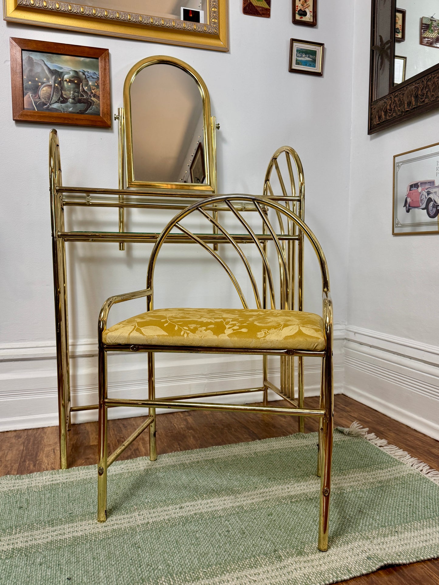 Vintage Regency Brass Vanity Set