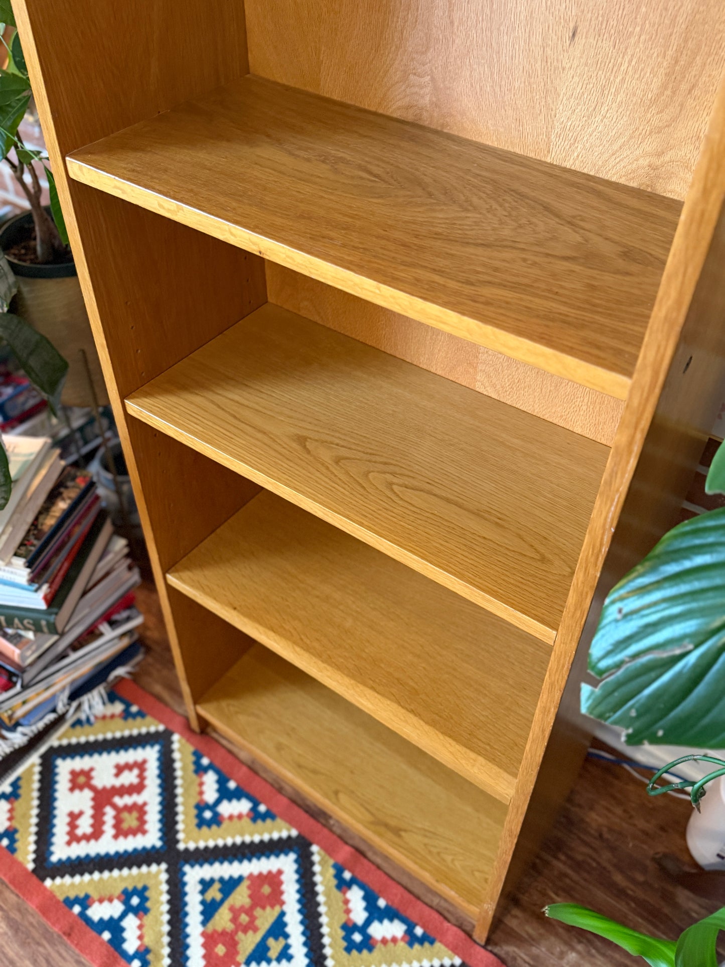 Vintage Red Oak Adjustable Bookshelf