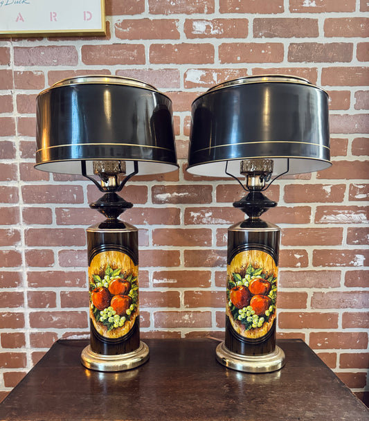 Vintage 70s Brown Metal Lamps