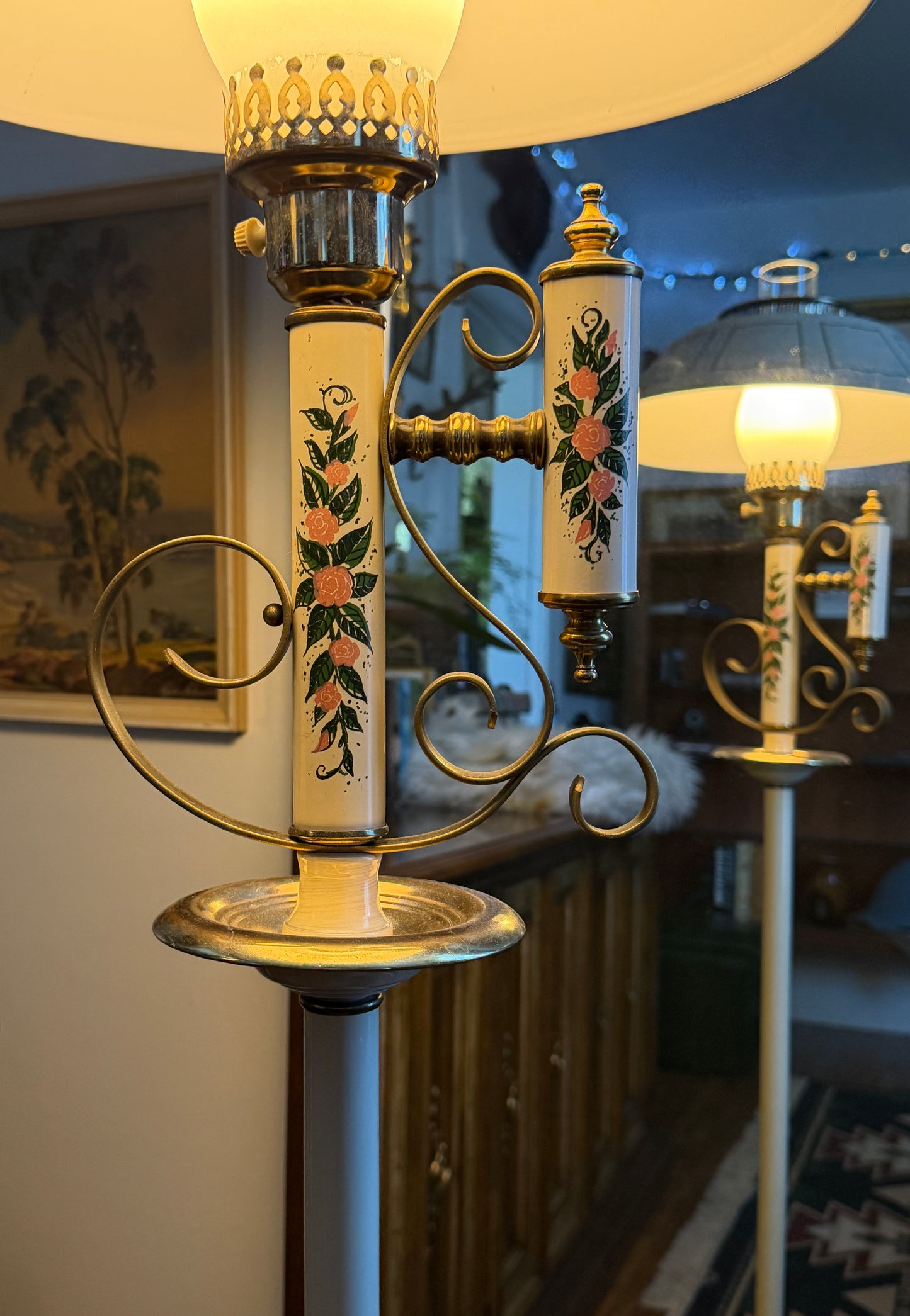 Vintage Regency Style Painted Standing Lamp