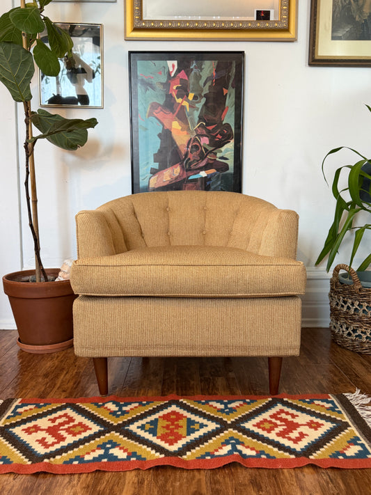 Vintage MCM Tufted Barrel Armchair