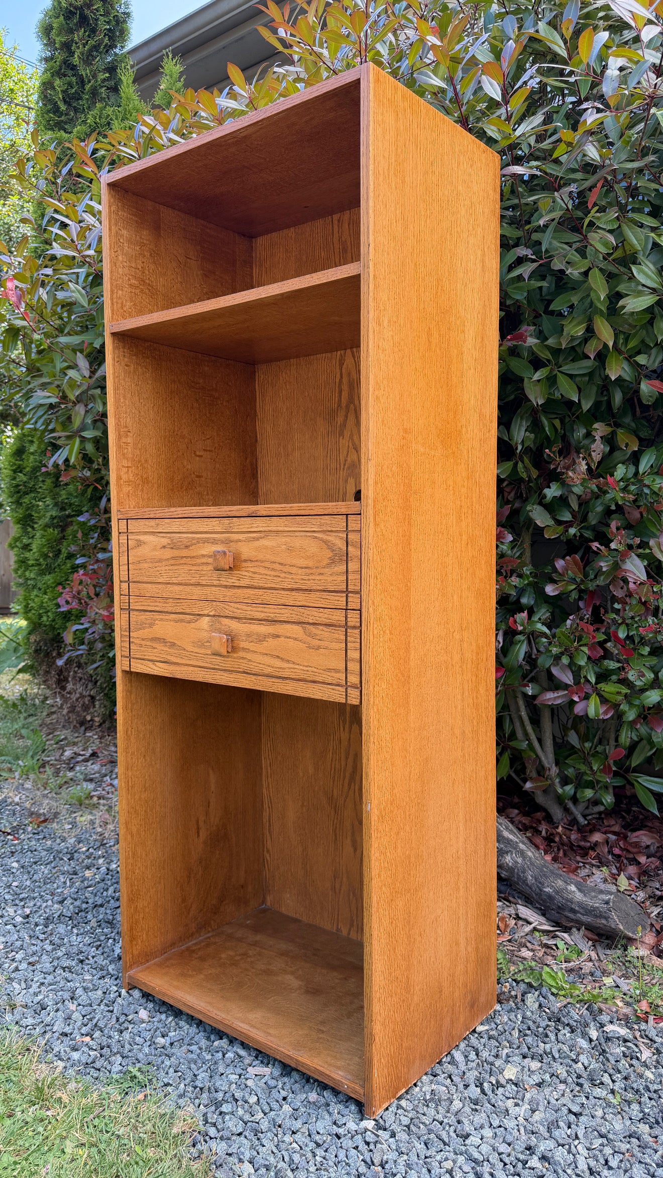 Vintage Oak Bookshelf W/ Drawers