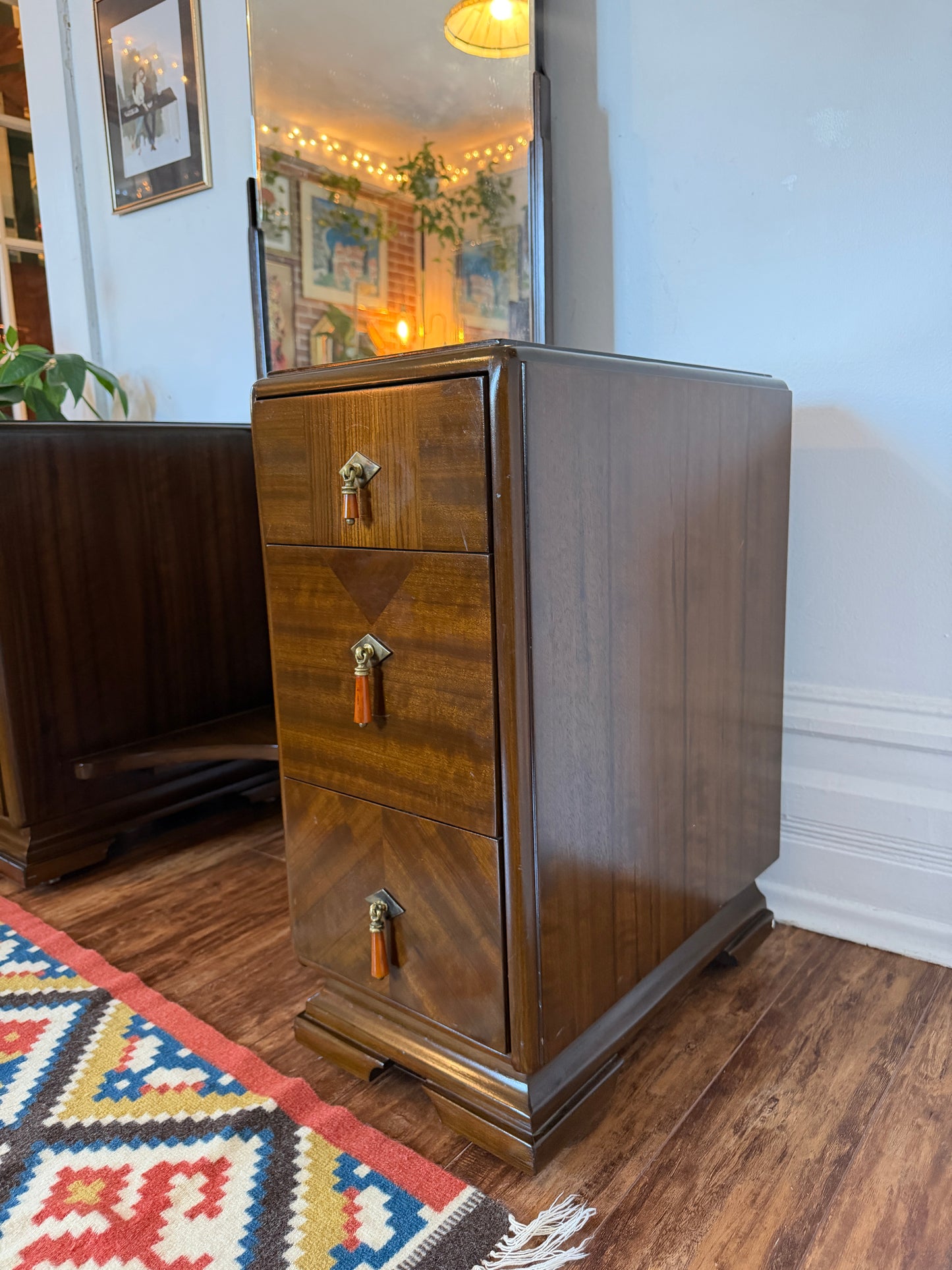 Vintage Art Deco Vanity Dresser & Bench