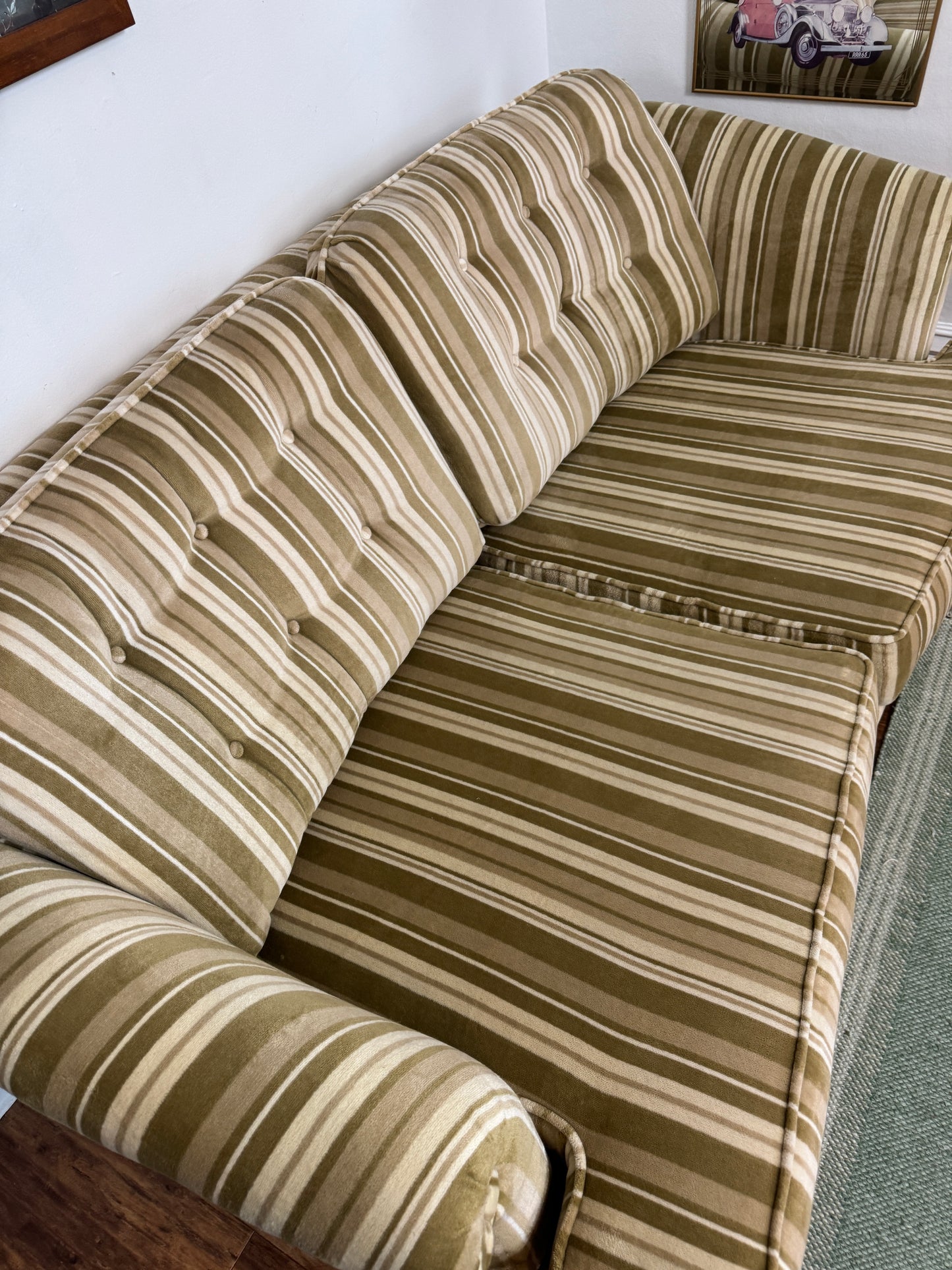 Vintage 60s Striped Loveseat Sofa
