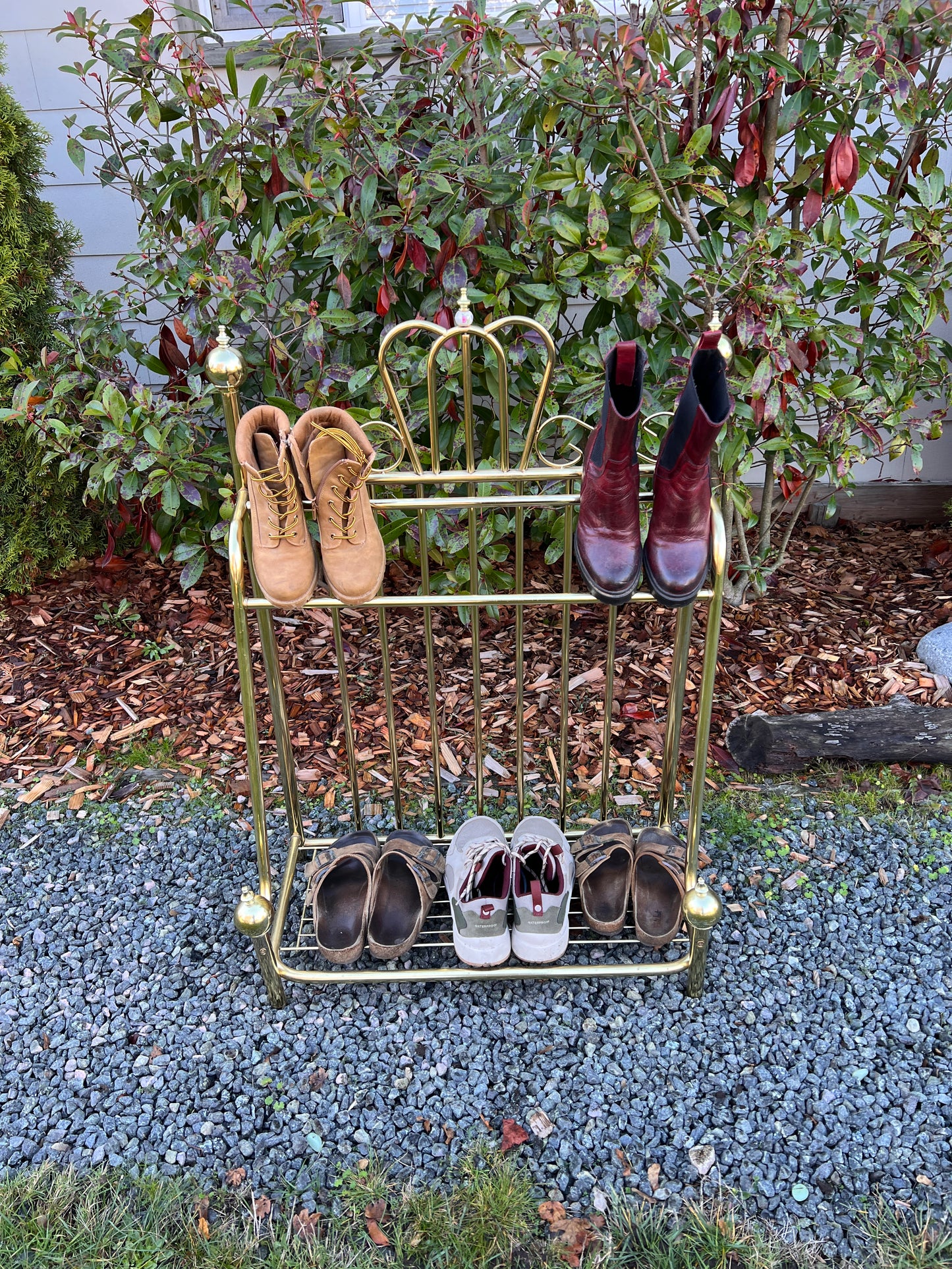 Vintage Brass Shoe Rack