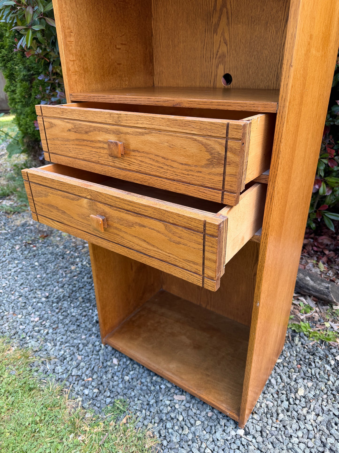 Vintage Oak Bookshelf W/ Drawers