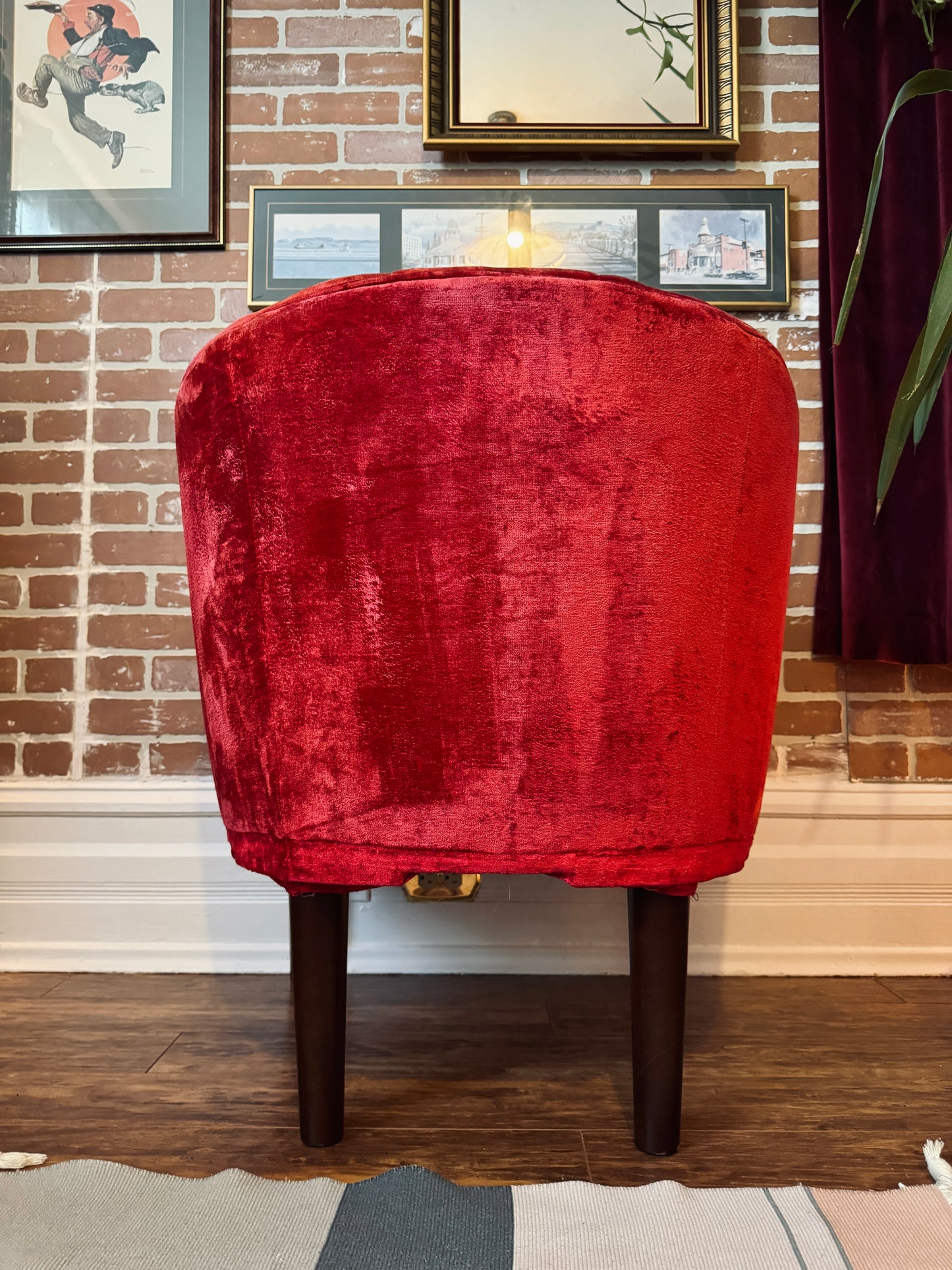 1960s Red Velvet Kroehler Armchairs