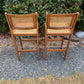 Vintage Solid Oak & Cane Bar Stools