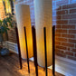 MCM Style Woven & Wood Floor Lamps