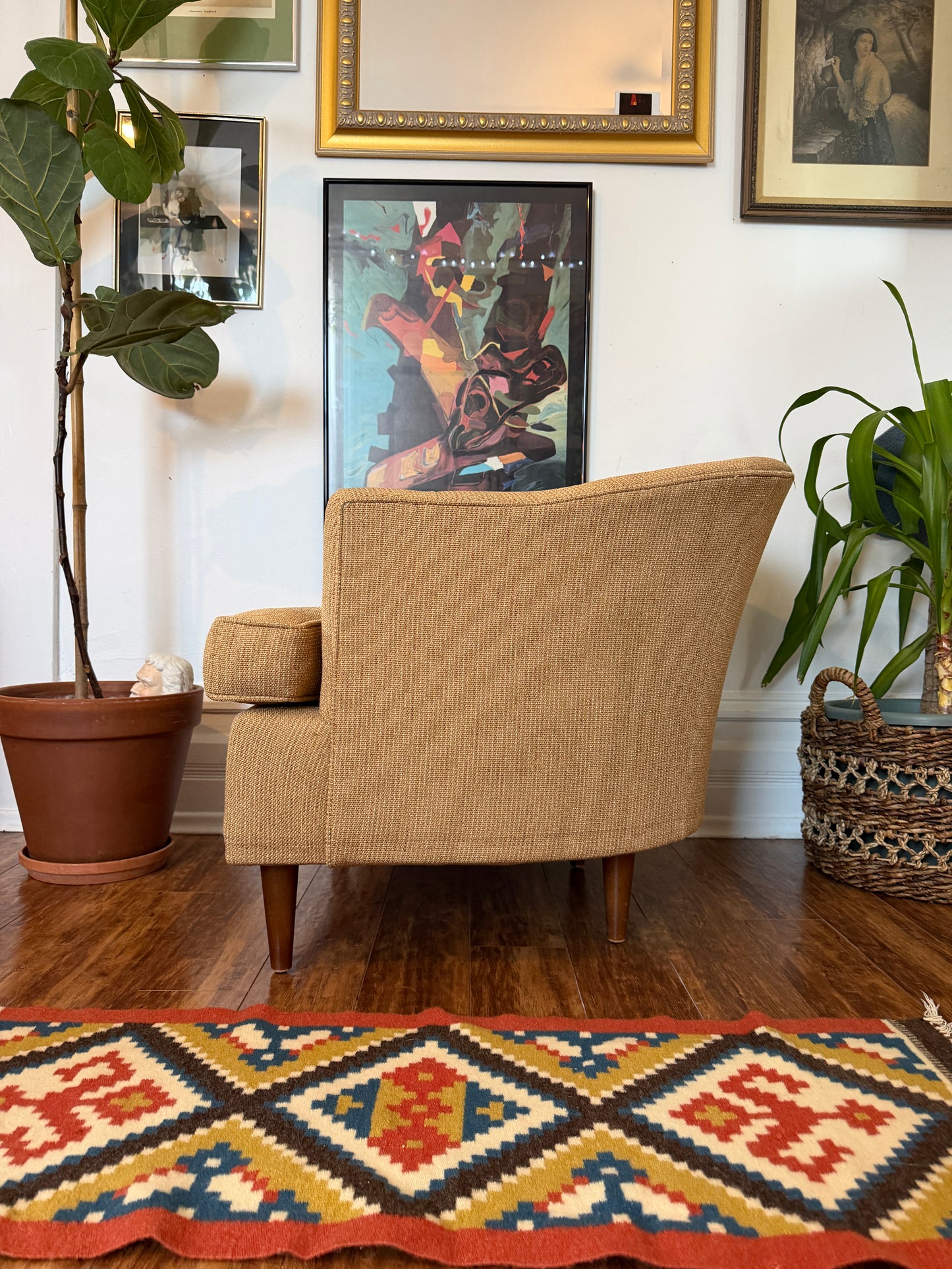 Vintage MCM Tufted Barrel Armchair