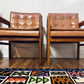 Vintage 60s Walnut Wood Armchairs