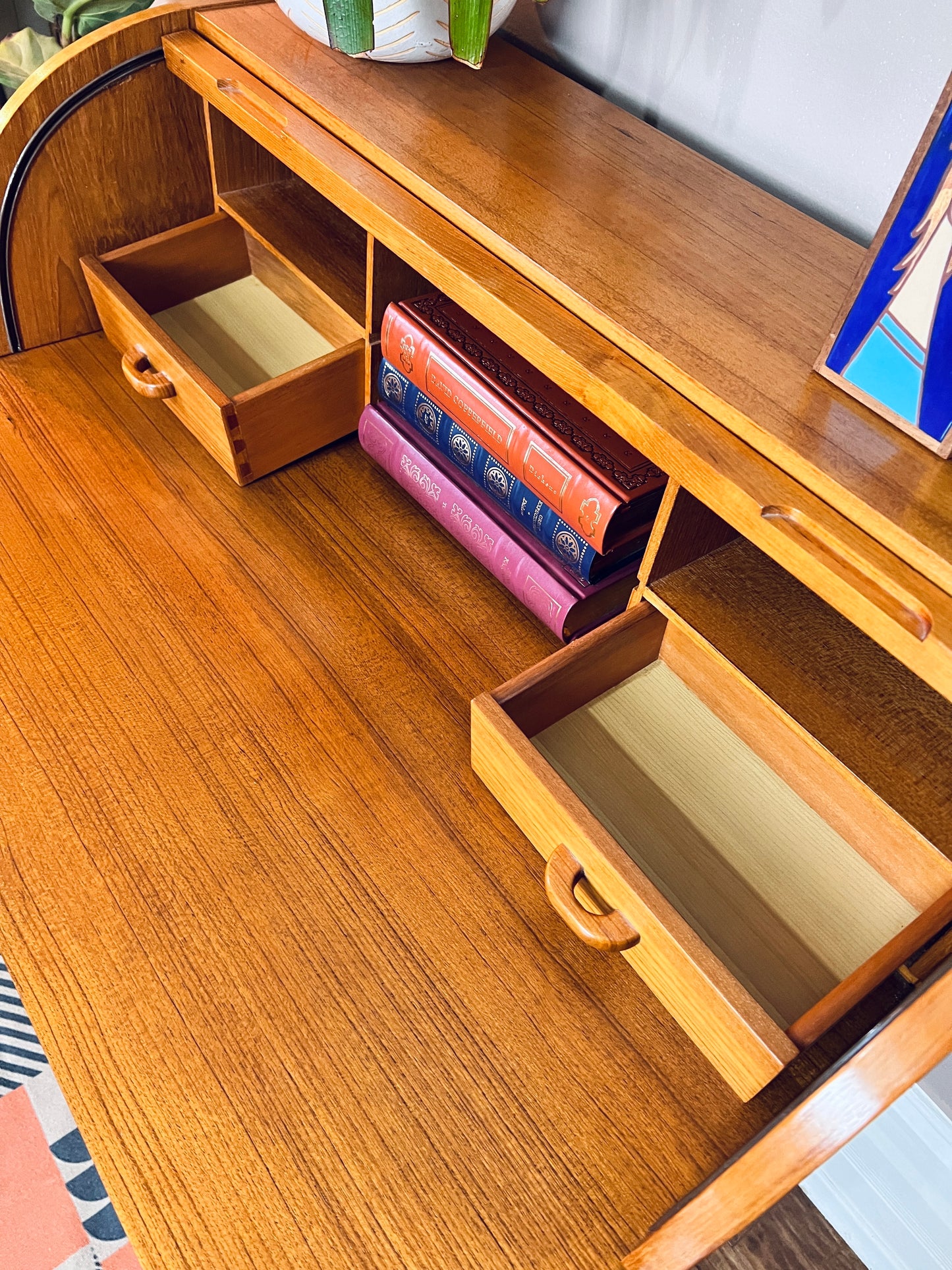 The Maja Teak Roll Top Desk